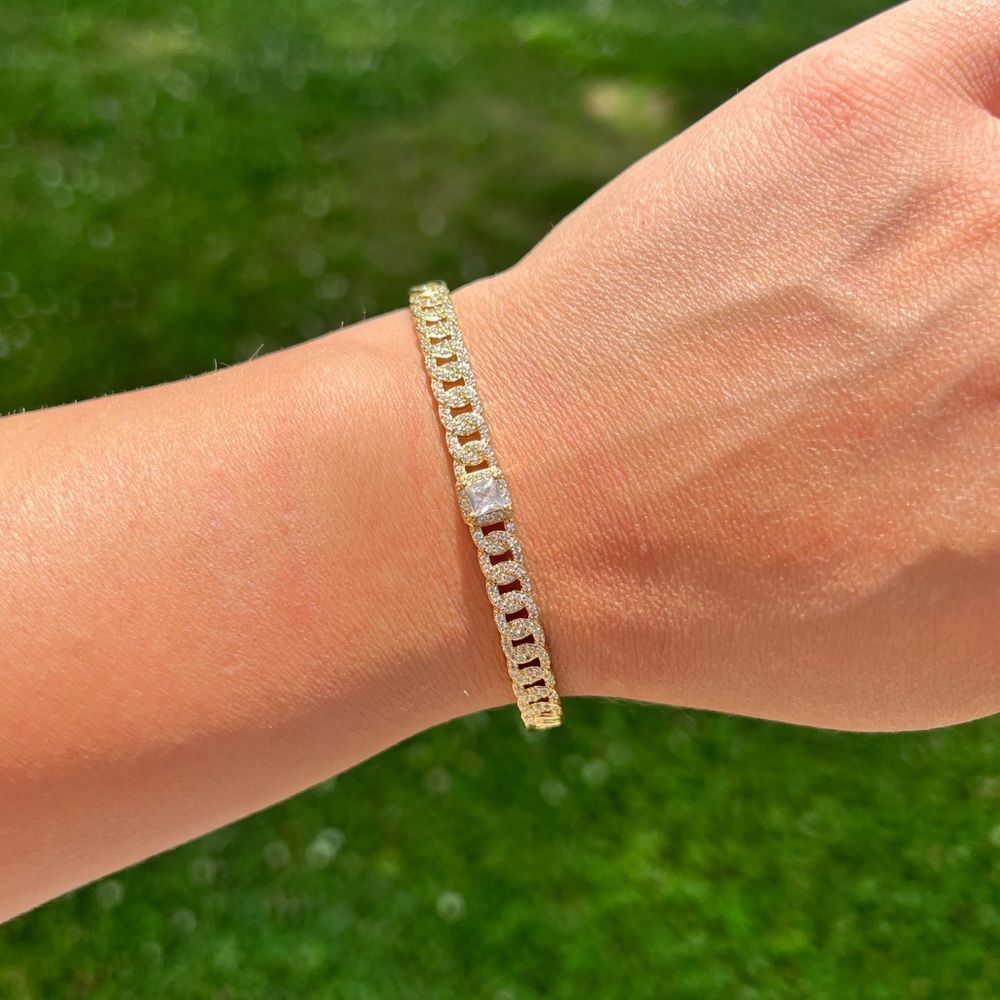 Cuban Link Diamond Cuff Bracelet